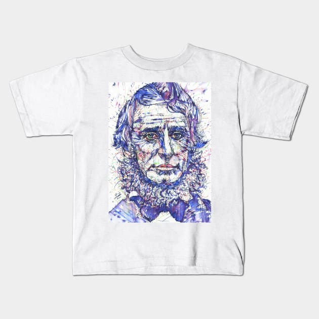 HENRY DAVID THOREAU watercolor and ink portrait Kids T-Shirt by lautir